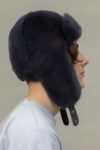 dark purple mink fur hat with ears