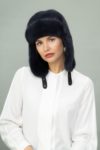 dark purple mink fur hat with ears