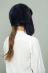 dark purple mink fur hat with ears