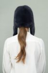 dark purple mink fur hat with ears