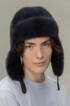 dark purple mink fur hat with ears