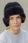 dark purple mink fur hat with ears