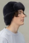 dark purple mink fur hat with ears