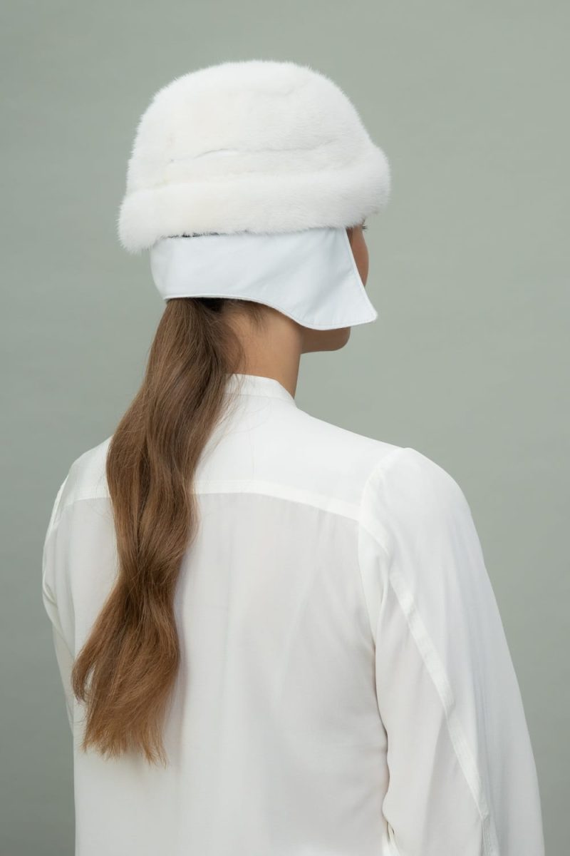 white round mink fur hat for men and women
