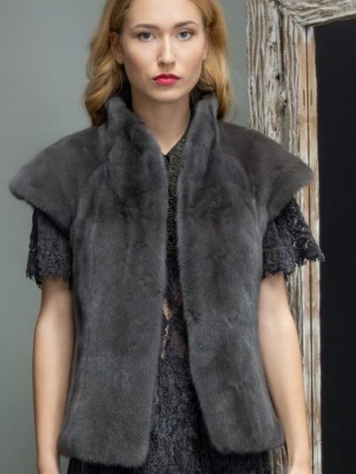 Short Dark Gray Mink Fur Vest