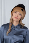 Multicolor Mink Fur Hat Fox Fur Pom-Pom