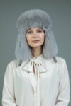 Gray Fox Fur Hat with Ear Flaps
