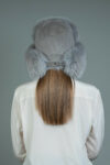 Gray Fox Fur Hat with Ear Flaps